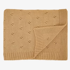 Little Otja | Gebreide deken van biologisch katoen oker 80x100cm